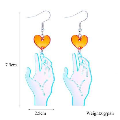 Modern Style Hand Heart Shape Arylic Women's Drop Earrings