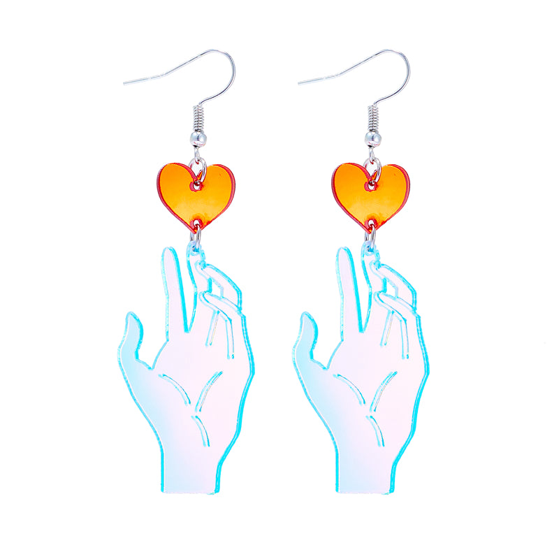 Modern Style Hand Heart Shape Arylic Women's Drop Earrings