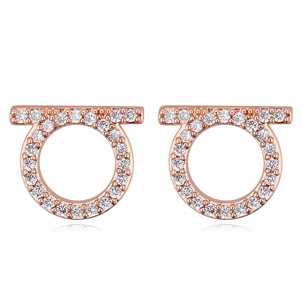 1 Pair Simple Style Round Stainless Steel Inlay Zircon Ear Studs