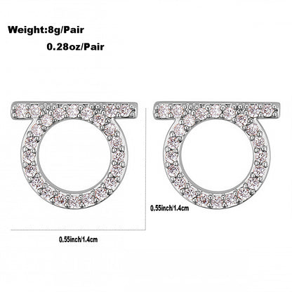 1 Pair Simple Style Round Stainless Steel Inlay Zircon Ear Studs