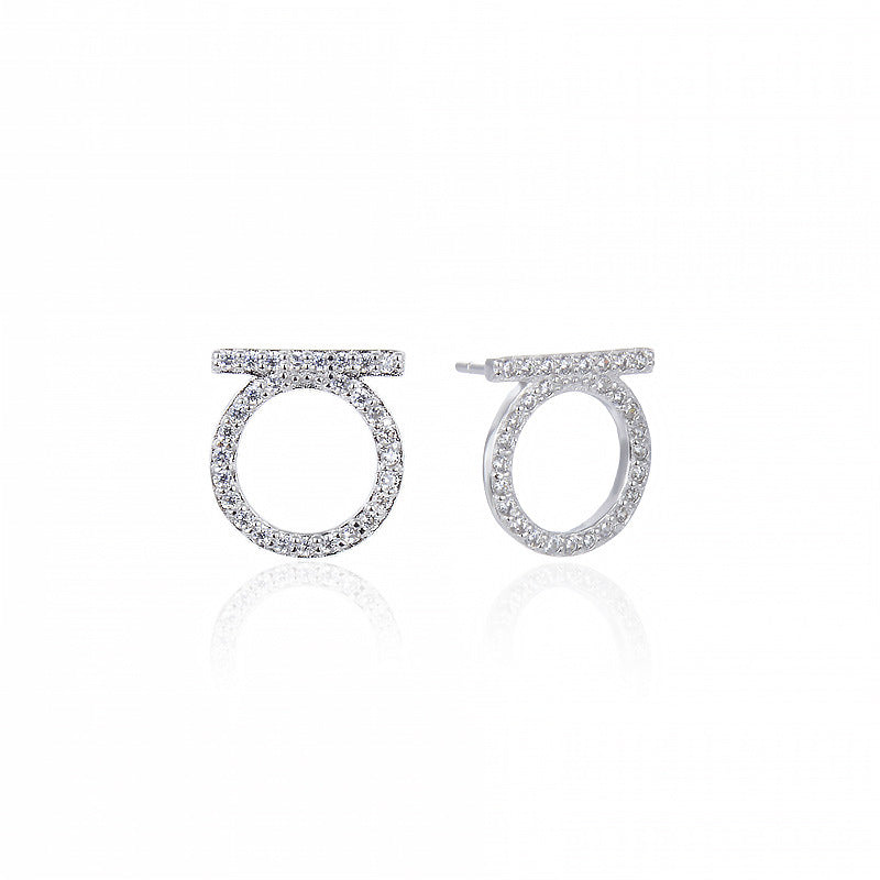 1 Pair Simple Style Round Stainless Steel Inlay Zircon Ear Studs