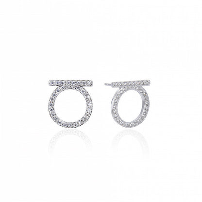 1 Pair Simple Style Round Stainless Steel Inlay Zircon Ear Studs