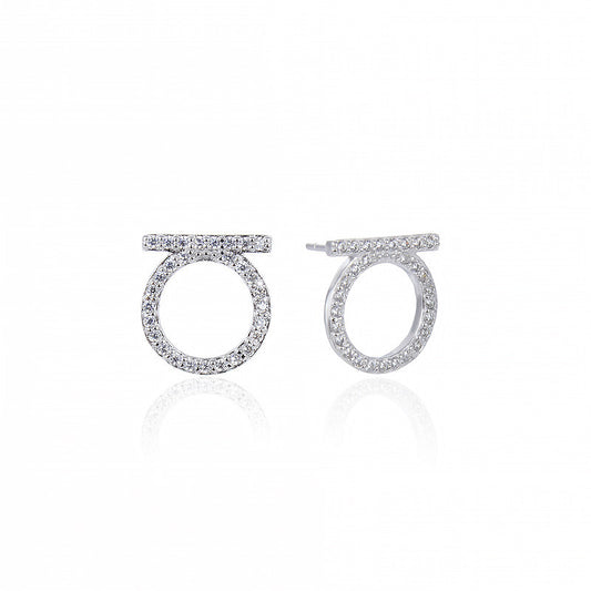 1 Pair Simple Style Round Stainless Steel Inlay Zircon Ear Studs