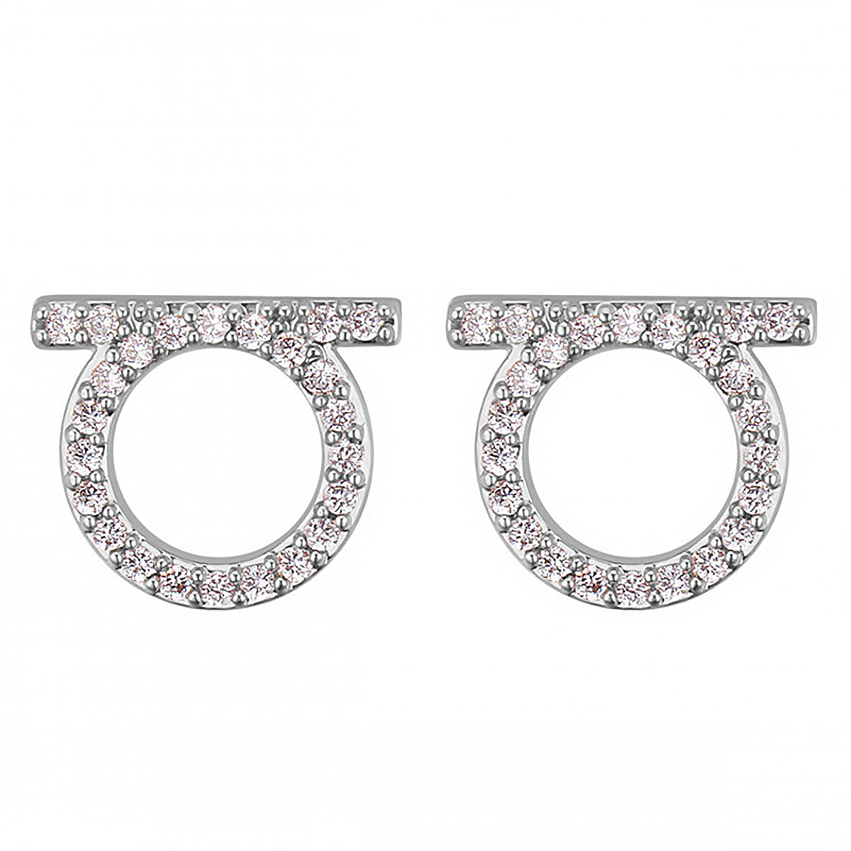 1 Pair Simple Style Round Stainless Steel Inlay Zircon Ear Studs