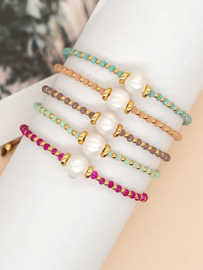 Casual Pentagram Freshwater Pearl Beaded Braid Bracelets