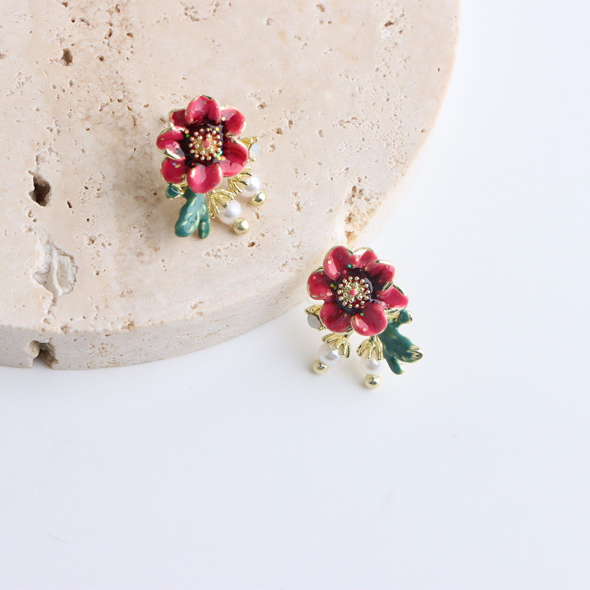 1 Pair Fashion Flower Alloy Enamel Women's Ear Studs