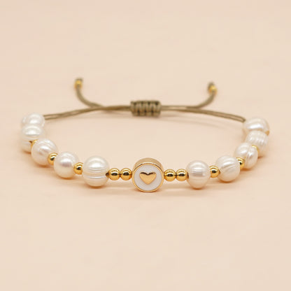 Casual Pentagram Freshwater Pearl Beaded Braid Bracelets