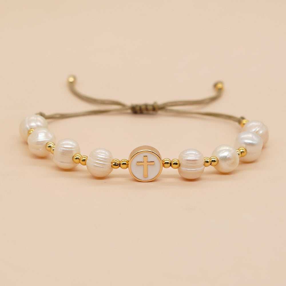 Casual Pentagram Freshwater Pearl Beaded Braid Bracelets