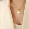 Ins Style Simple Style Letter Titanium Steel Plating Inlay Shell 18k Gold Plated Pendant Necklace