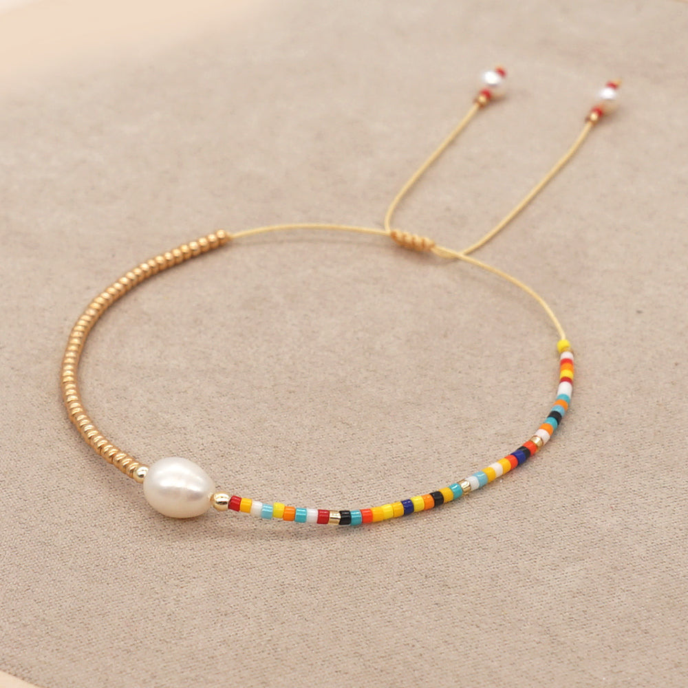 Casual Tropical Color Block Imitation Pearl Seed Bead Women's Bracelets