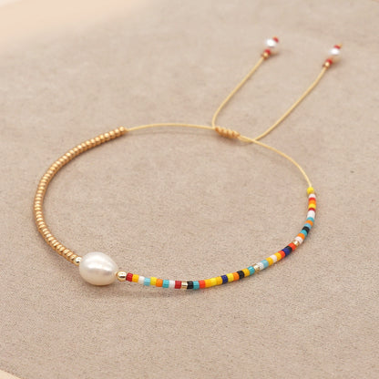 Casual Tropical Color Block Imitation Pearl Seed Bead Women's Bracelets