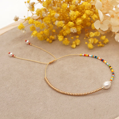 Casual Tropical Color Block Imitation Pearl Seed Bead Women's Bracelets