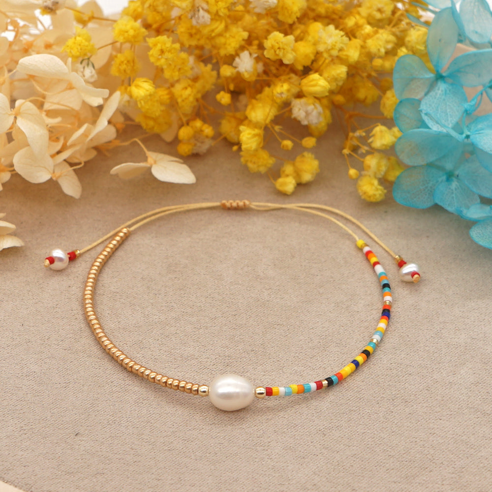 Casual Tropical Color Block Imitation Pearl Seed Bead Women's Bracelets