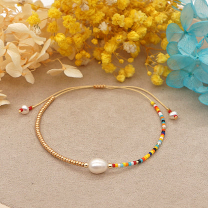 Casual Tropical Color Block Imitation Pearl Seed Bead Women's Bracelets