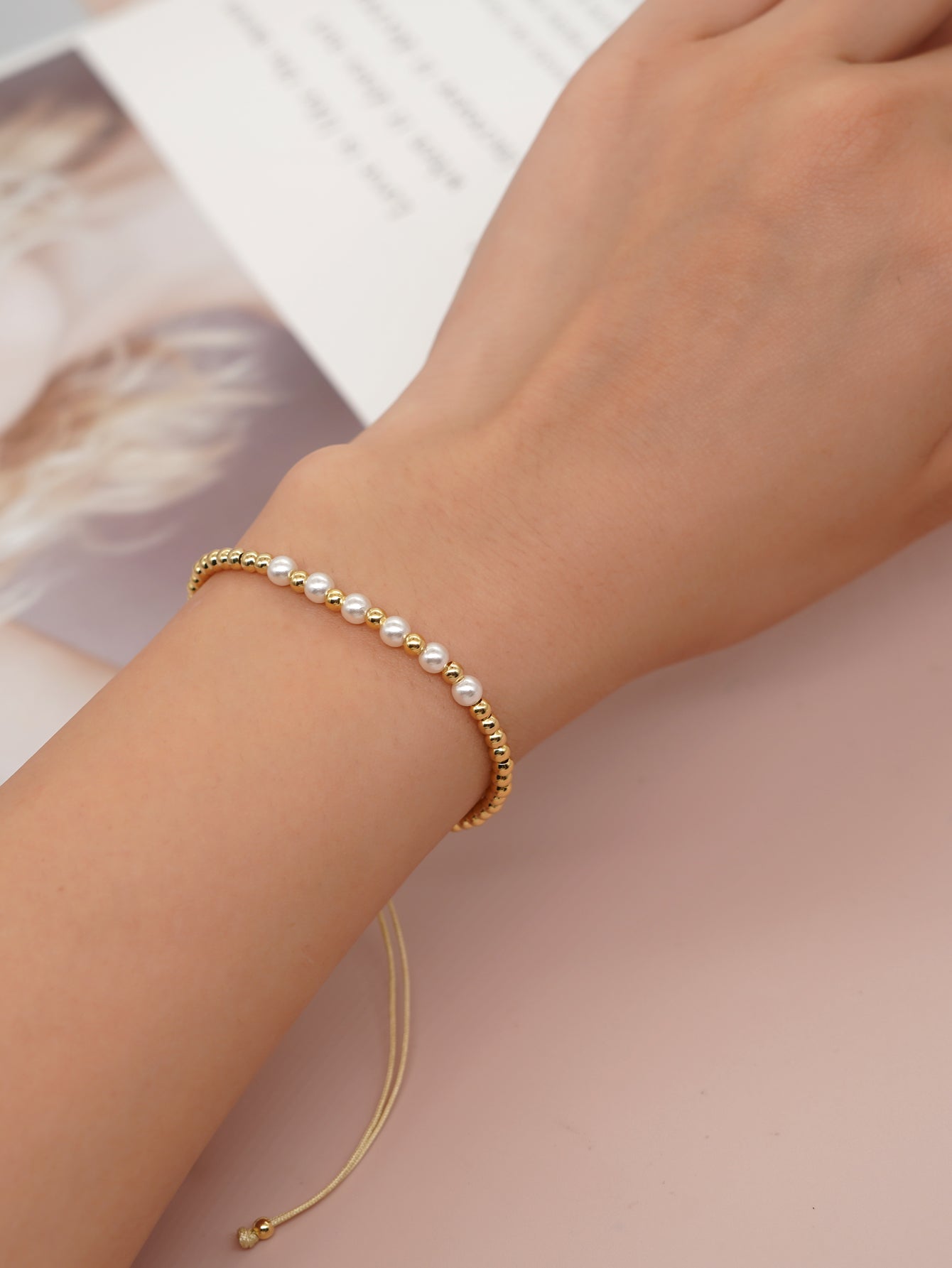 Simple Style Round Beaded Imitation Pearl Copper Wholesale Bracelets