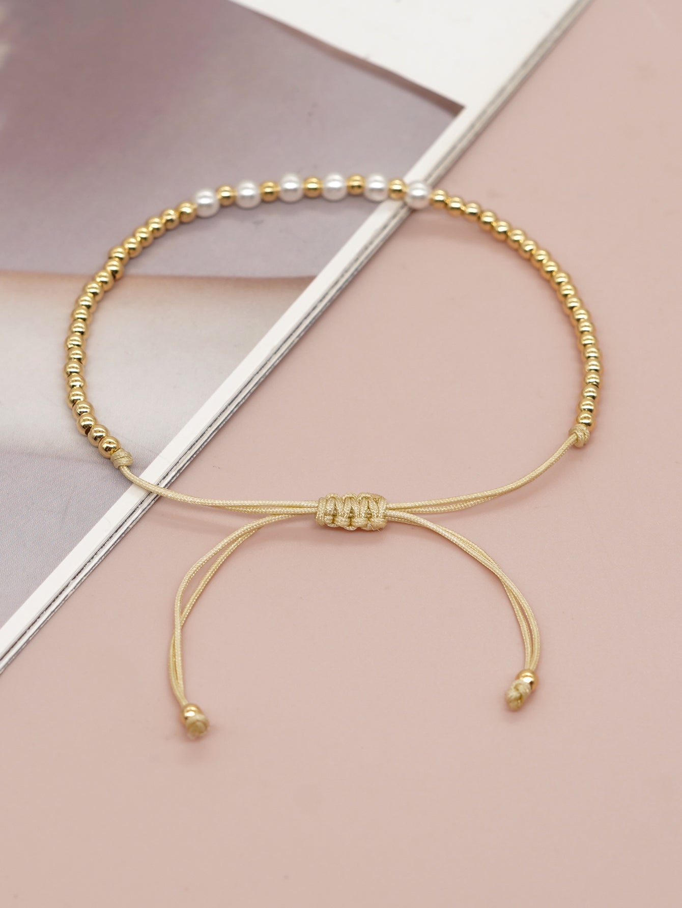 Simple Style Round Beaded Imitation Pearl Copper Wholesale Bracelets