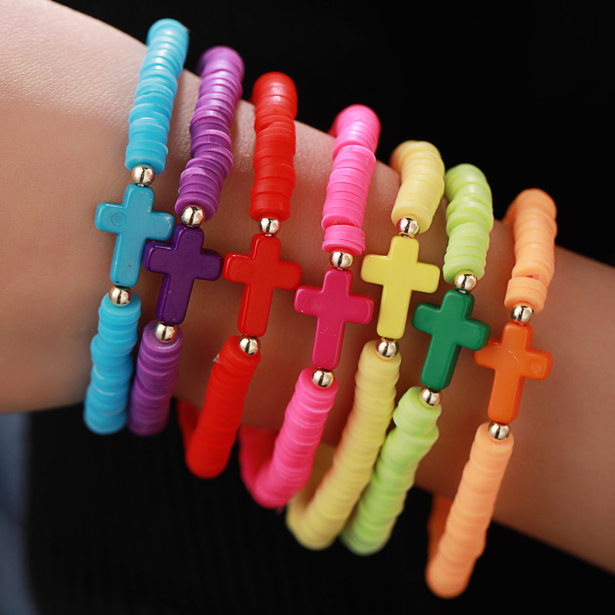 Bohemian Cross Solid Color Soft Clay Wholesale Bracelets