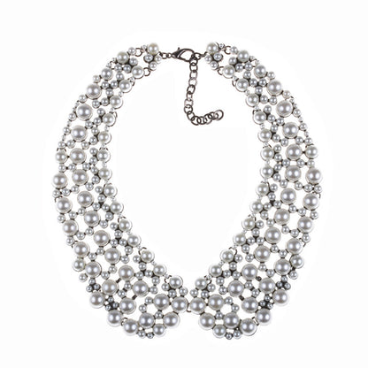 Glam Geometric Alloy Inlay Artificial Pearls Rhinestones Women's Necklace