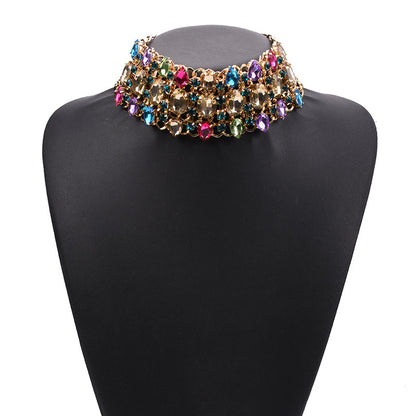 Luxurious Geometric Alloy Inlay Artificial Crystal Rhinestones Women's Choker