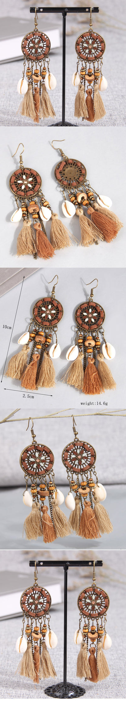 Bohemian Tassel Alloy Line Shell Handmade Women's Drop Earrings