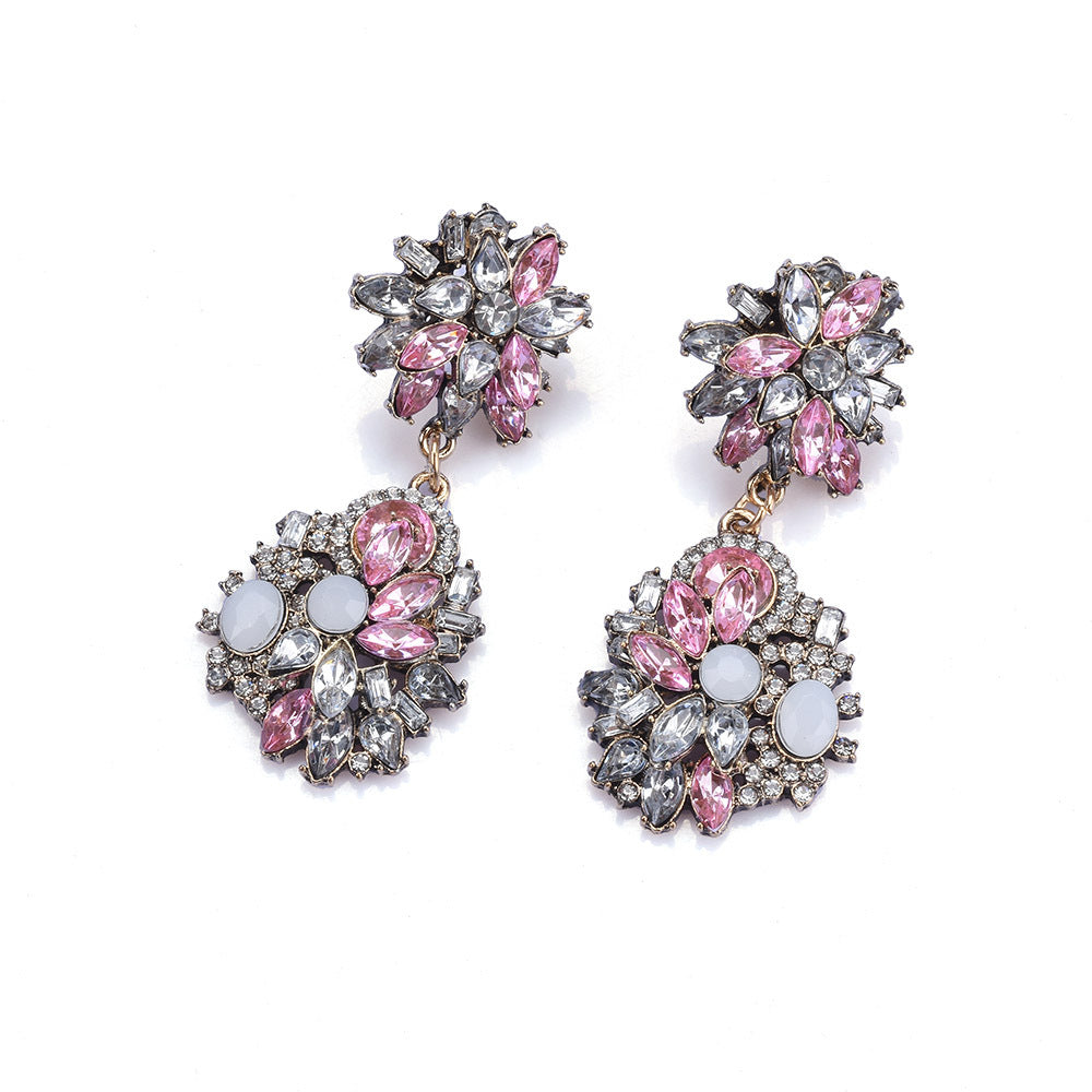 Elegant Glam Luxurious Geometric Alloy Plating Inlay Rhinestones Women's Earrings