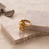 Ins Style Streetwear Leaf Flower Snake Stainless Steel Plating 18k Gold Plated Open Ring