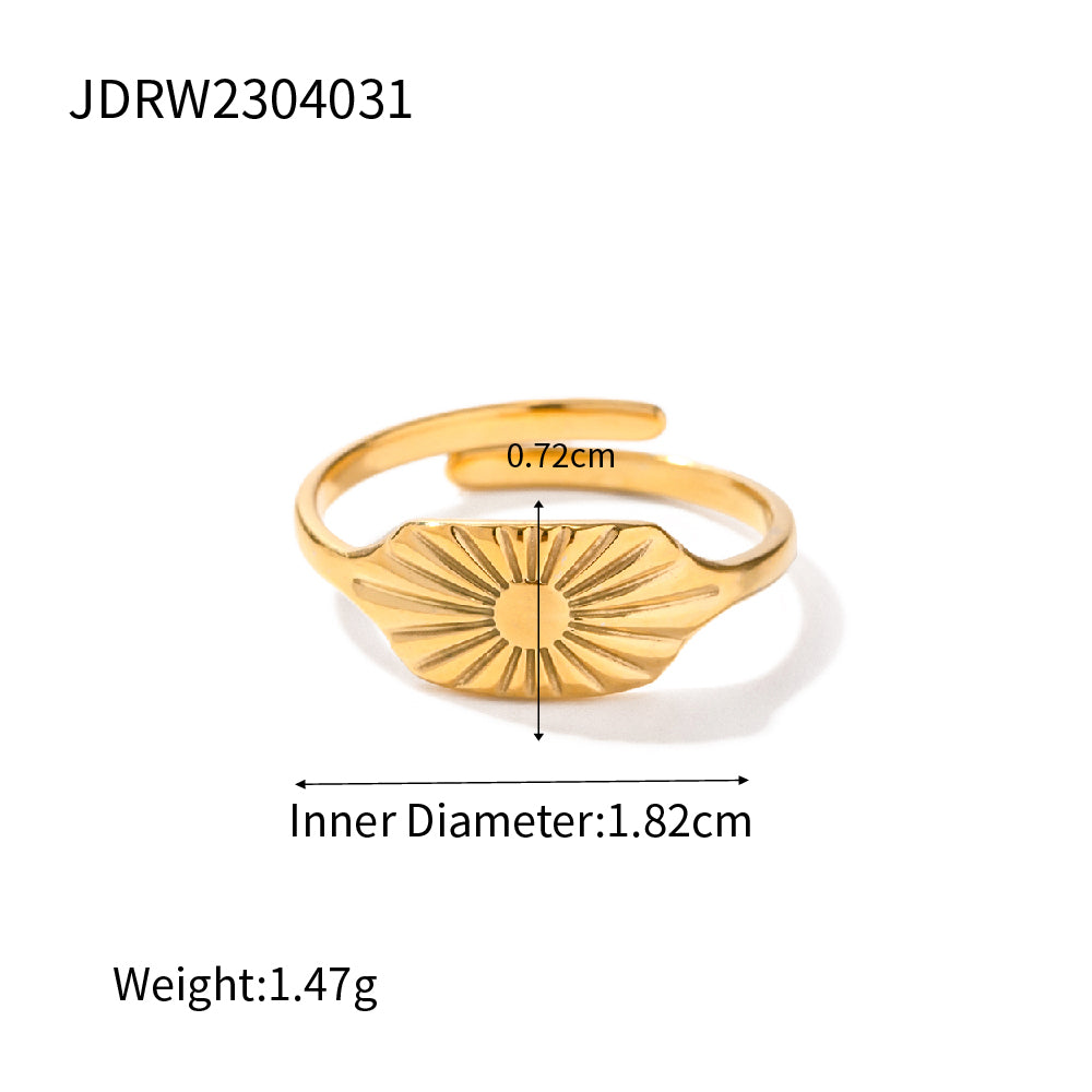 Ins Style Simple Style Floral Stainless Steel Plating 18k Gold Plated Open Ring