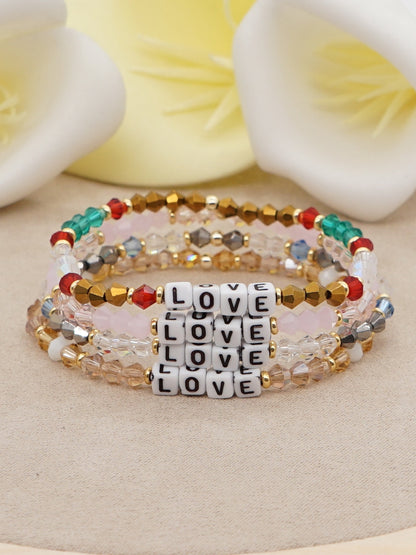 Casual Elegant Love Artificial Crystal Beaded Women's Bracelets