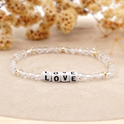 Casual Classic Style Shiny Letter Arylic Artificial Crystal Beaded Women's Bracelets