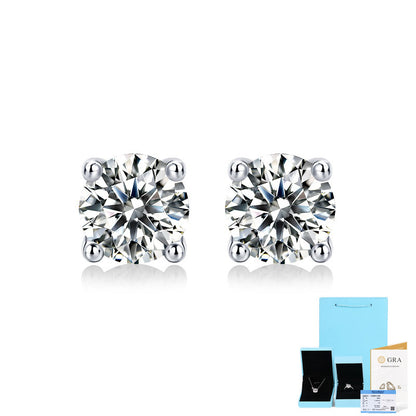 1 Pair Sweet Geometric Sterling Silver Plating Inlay Moissanite Ear Studs