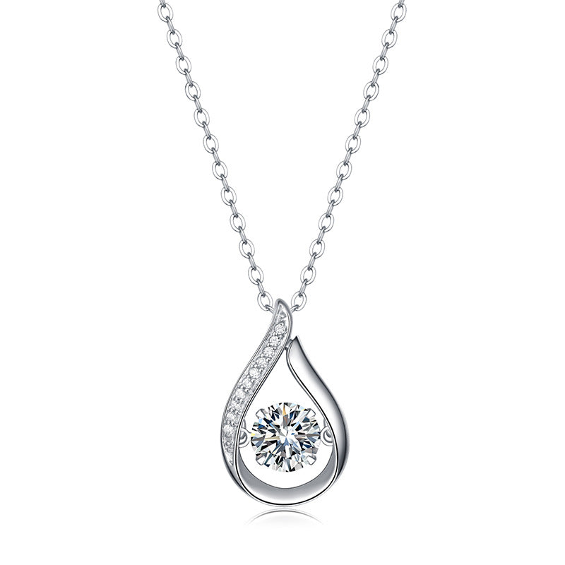 Simple Style Round Sterling Silver Inlay Moissanite Pendant Necklace