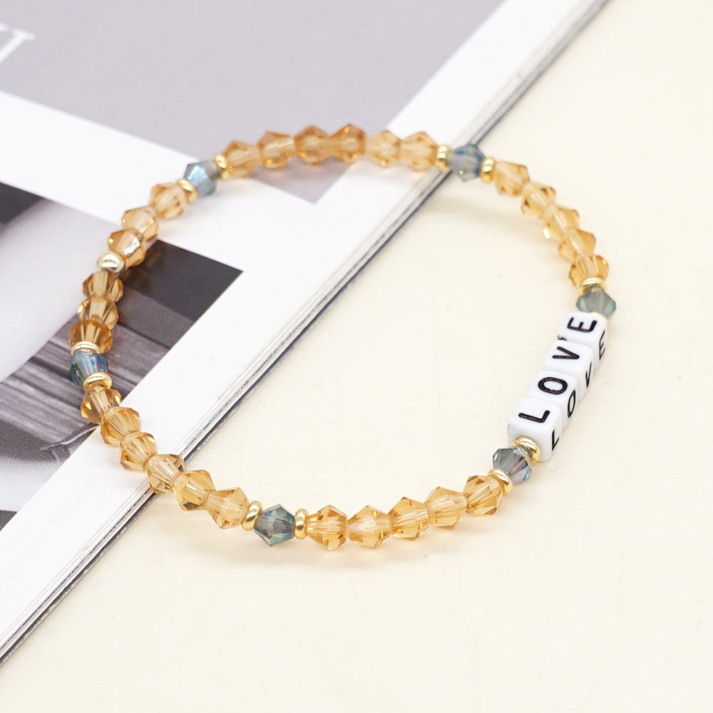 Casual Elegant Love Artificial Crystal Beaded Women's Bracelets