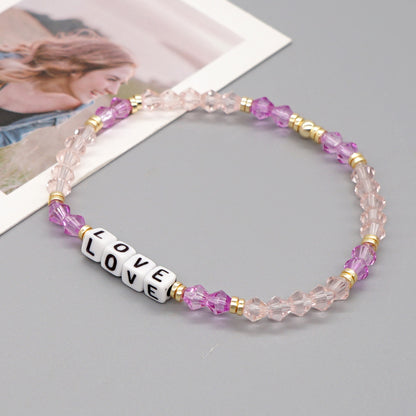 Casual Elegant Love Artificial Crystal Beaded Women's Bracelets