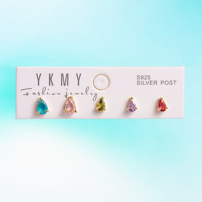 Yakemiyou Sweet Water Droplets Heart Shape Copper 14k Gold Plated Opal Zircon Earrings In Bulk