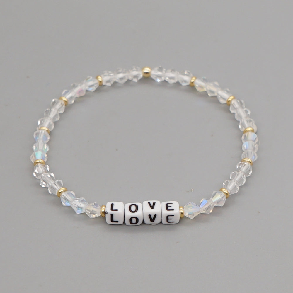 Casual Elegant Love Artificial Crystal Beaded Women's Bracelets