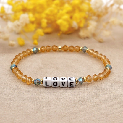 Casual Elegant Love Artificial Crystal Beaded Women's Bracelets