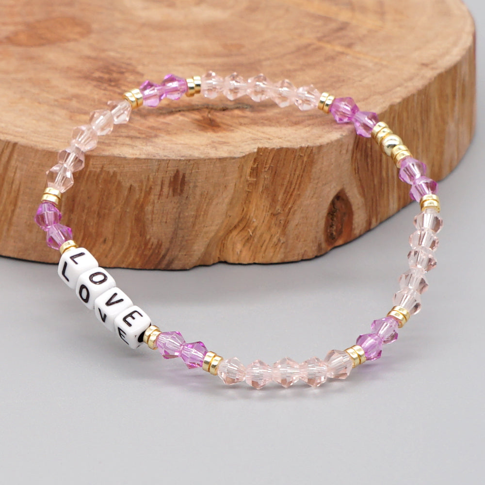 Casual Elegant Love Artificial Crystal Beaded Women's Bracelets