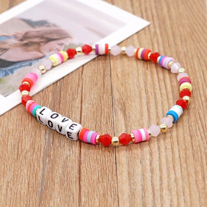 Romantic Simple Style Love Artificial Crystal Soft Clay Beaded Women's Bracelets