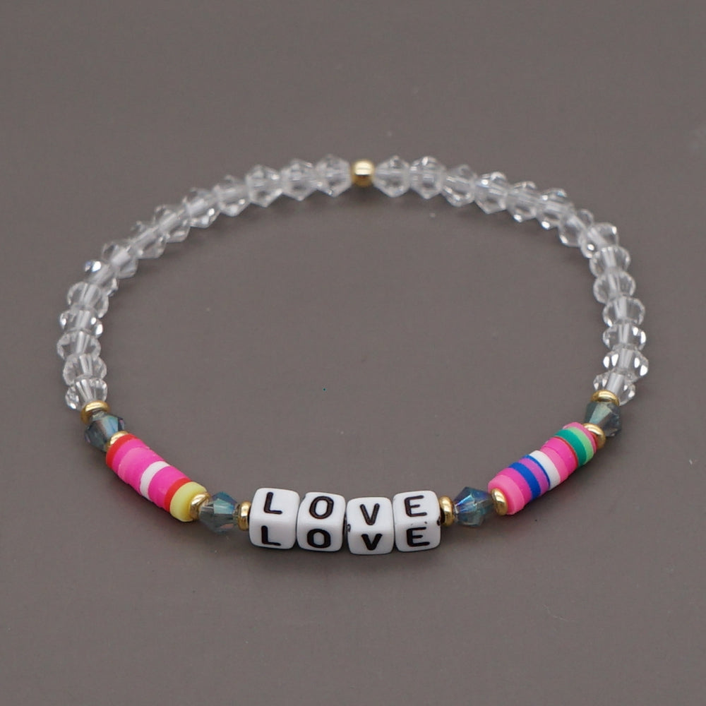 Romantic Simple Style Love Artificial Crystal Soft Clay Beaded Women's Bracelets