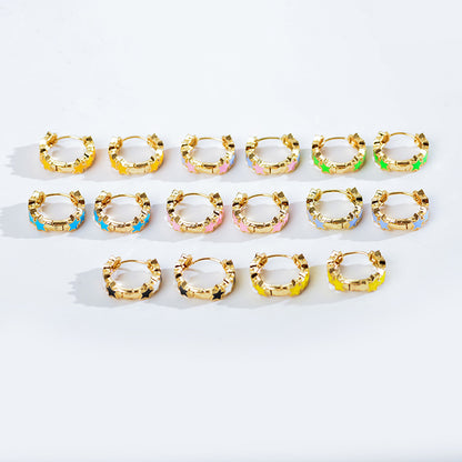 1 Pair Modern Style Star Copper Epoxy Plating Gold Plated Hoop Earrings