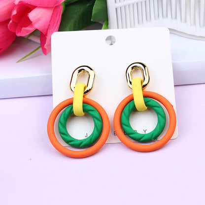 Sweet Round Arylic Spray Paint Women's Drop Earrings