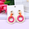 Sweet Round Arylic Spray Paint Women's Drop Earrings