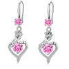 1 Pair Romantic Heart Shape Rose Copper Inlay Zircon Drop Earrings