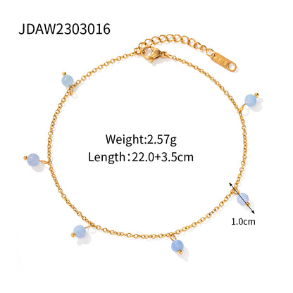 Wholesale Jewelry Simple Style Round Tassel Stainless Steel 18k Gold Plated Anklet