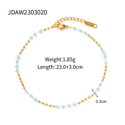 Wholesale Jewelry Simple Style Round Tassel Stainless Steel 18k Gold Plated Anklet