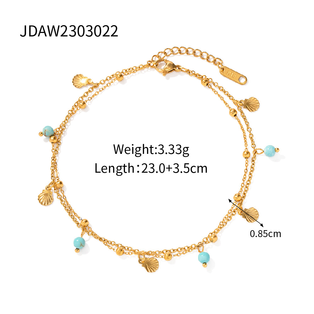 Wholesale Jewelry Simple Style Round Tassel Stainless Steel 18k Gold Plated Anklet