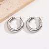 1 Pair Simple Style Round Stainless Steel Polishing Plating 14k Gold Plated Hoop Earrings