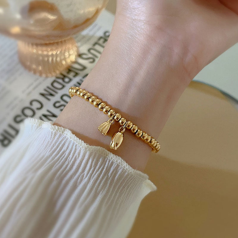 Simple Style Classic Style Lotus Seedpod Titanium Steel Plating 18k Gold Plated Bracelets