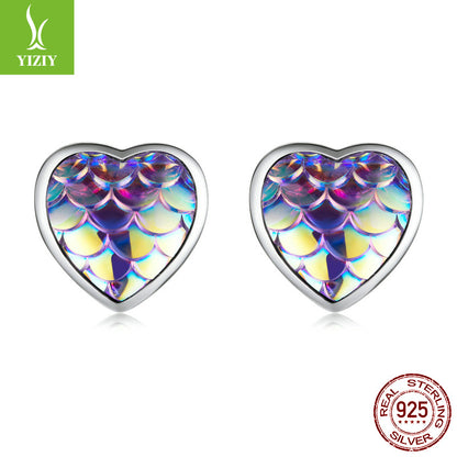 Princess Heart Shape Fish Scales Resin Sterling Silver Wholesale Earrings Necklace