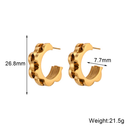 1 Pair Vintage Style Simple Style C Shape Plating Stainless Steel 18k Gold Plated Ear Studs